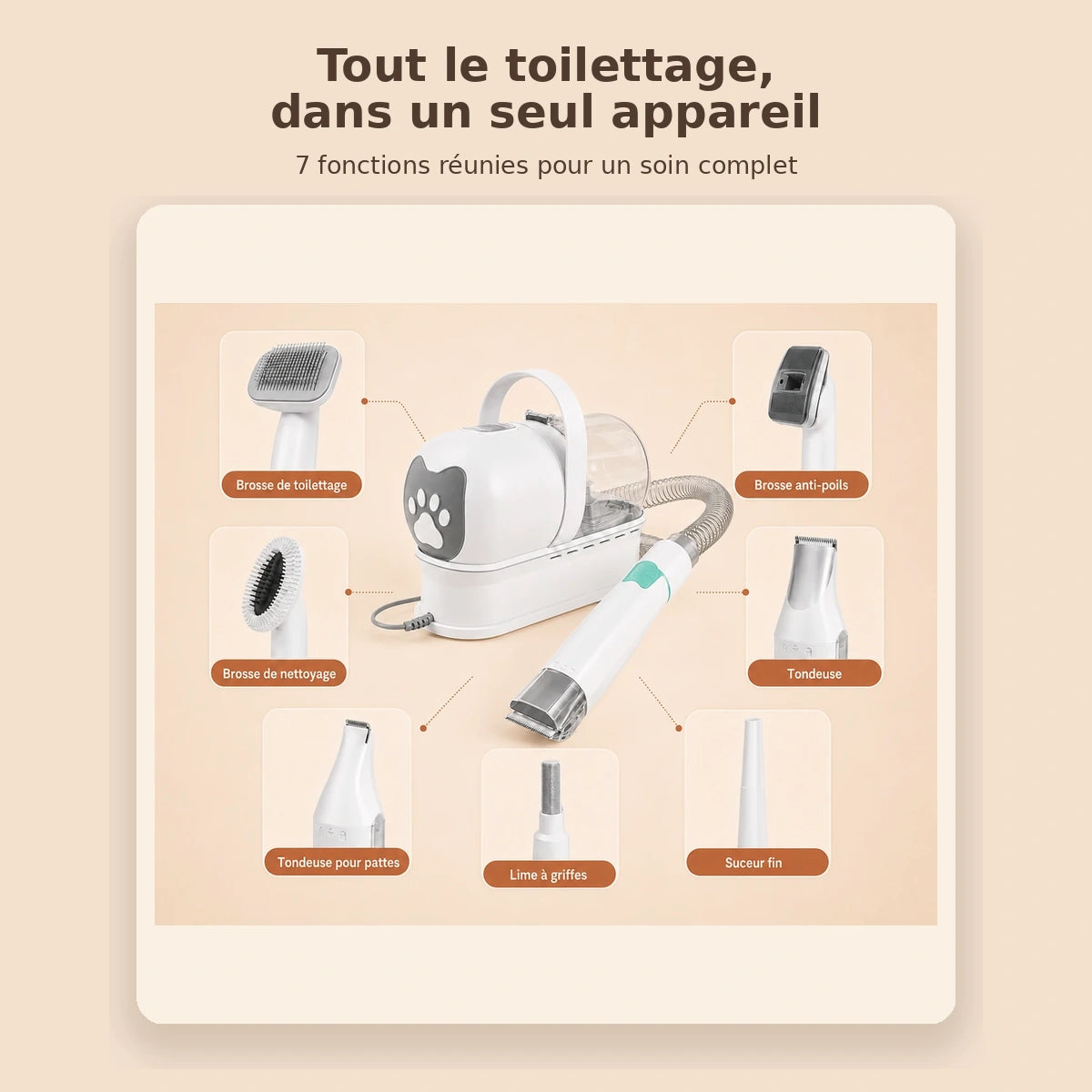Station de Toilettage Aspirante 7-en-1
